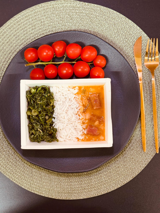 Feijoada branca + arroz branco + couve manteiga