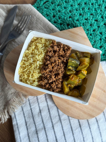 Patinho Moído + Arroz + Abobrinha Verde